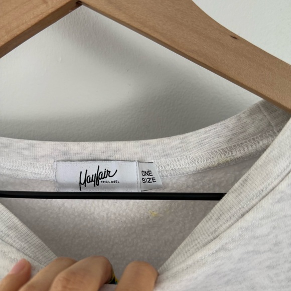 Mayfair One Size Empathy Sweatshirt Grey Lounge Comfy Minimal Embroidered - Picture 3 of 8